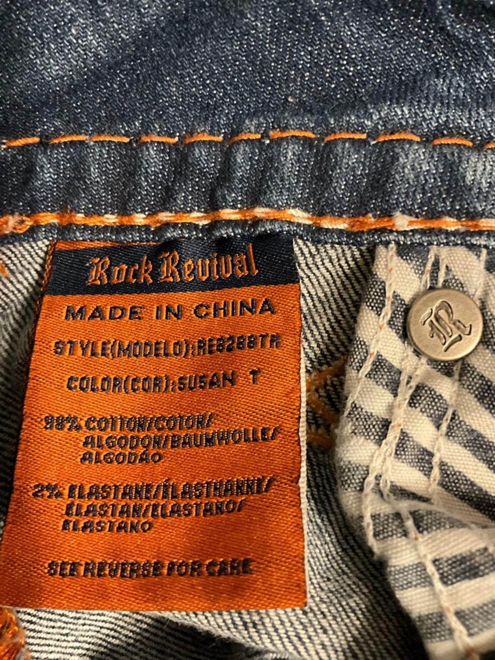 Rock Revival Susan Straight Leg Jeans Size 27 Light Wash Denim EUC - Picture 13 of 16